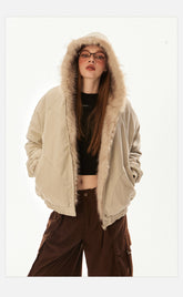 Vintage Faux Fur Collar Puffer Coat - COPPING THREADS - CHICISLAND